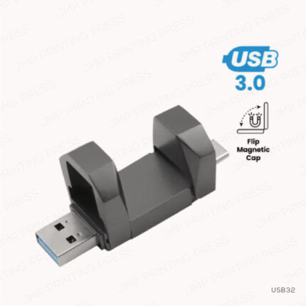 OTG USB FLIP IN GUN METAL 32GB V3.0 TYPE-C FLIP MAGNETIC CAP PRINTING UAE