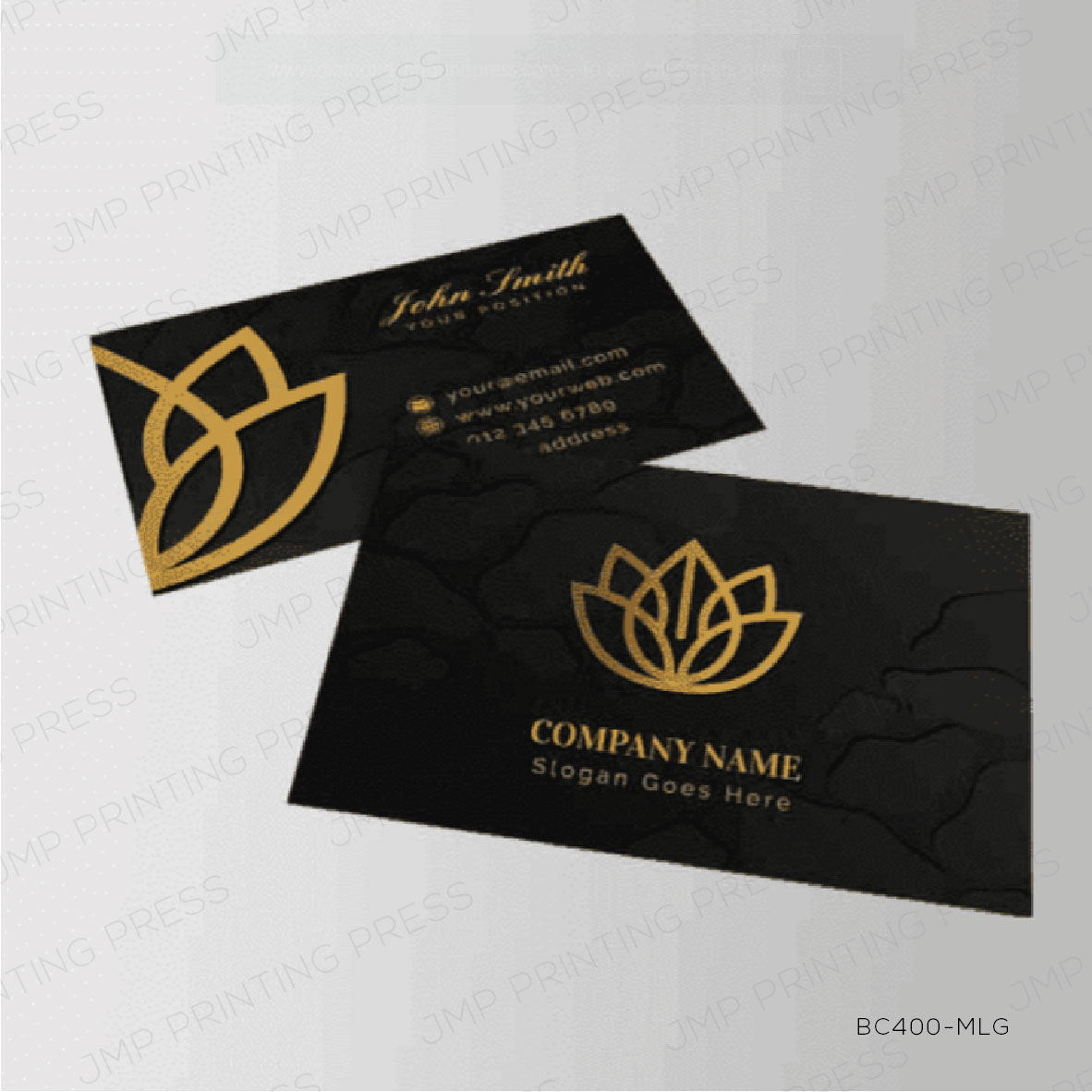 BC400-MLG-01 GOLD FOIL MATT LAMINATION 400GSM BUSINESS CARD PRINTING UAE - Image 1