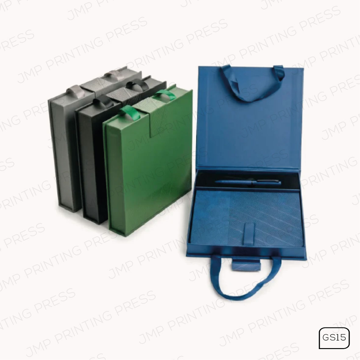 GS1516826-01 GS15 - PREMIUM OFFICE GIFT SETS IN MAGNETIC CLASP CLOSURE & RIBBON HANDLE BOX PRINTING UAE - Image 1