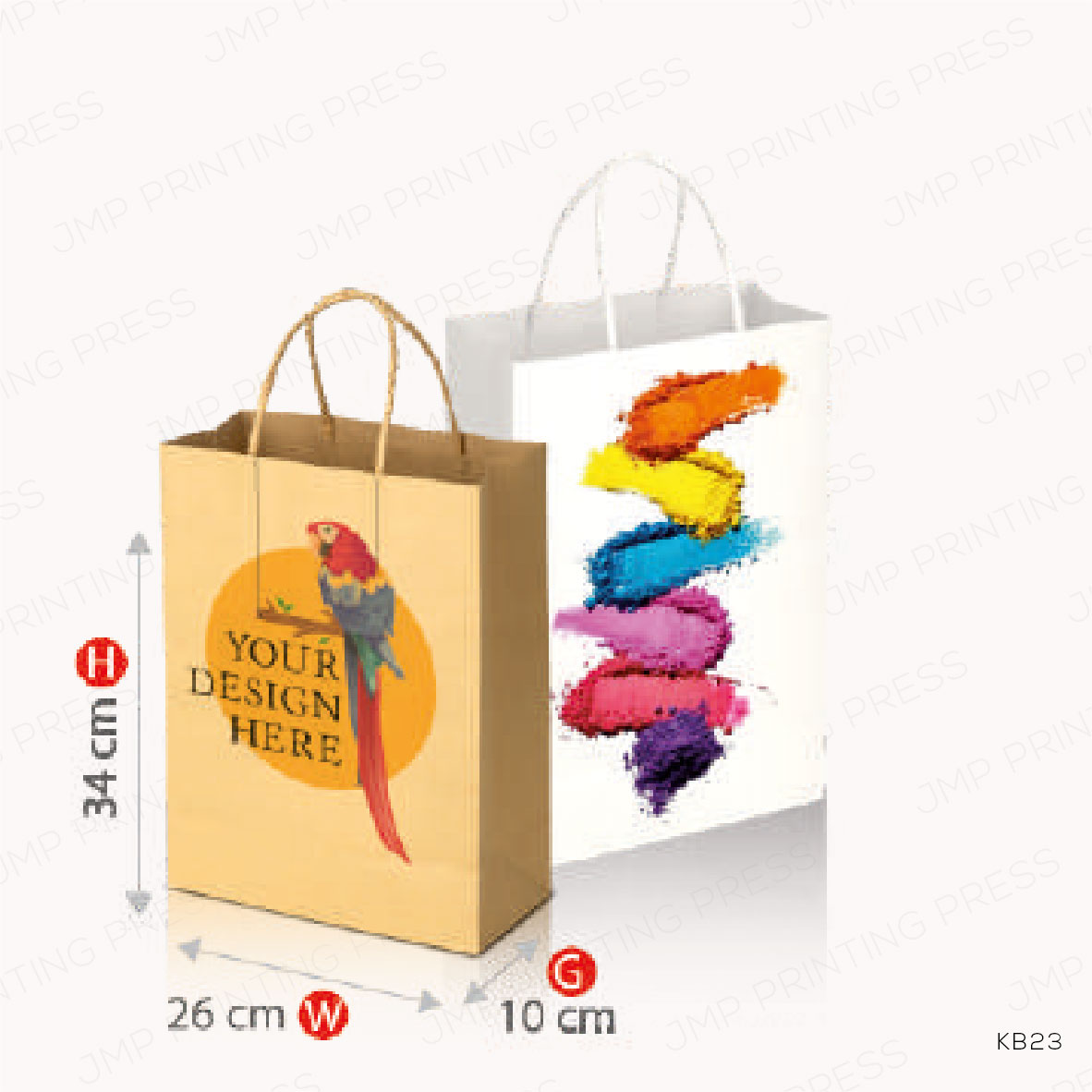KB23-01 KB23 KRAFT PAPER BAGS – WITH TOP FOLD 29 × 10 × 26 CM PRINTING UAE - Image 1