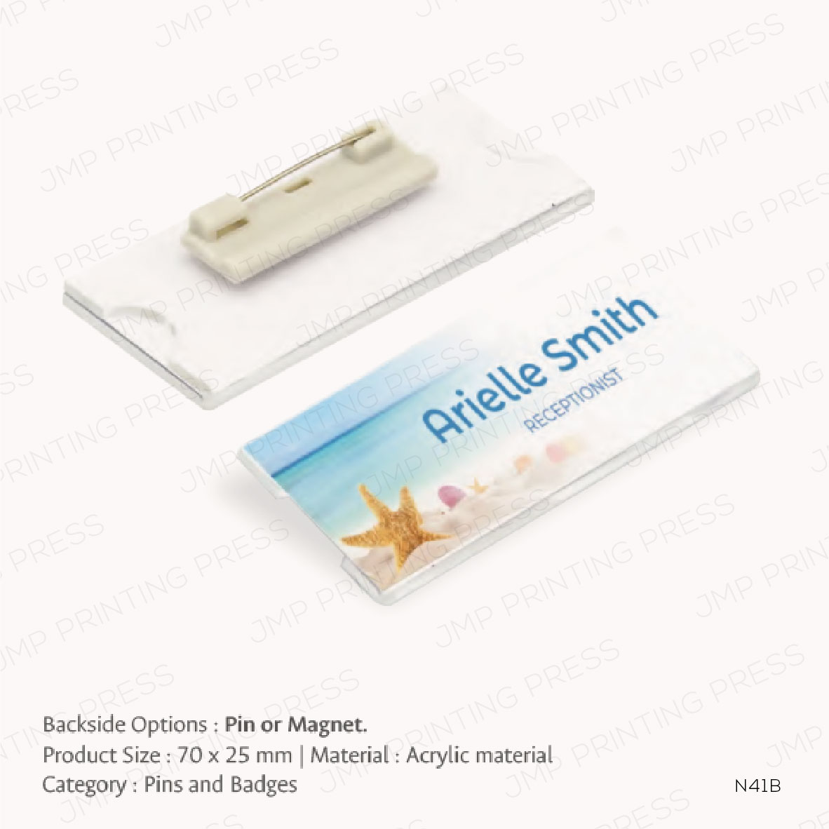 N41B-01 N41B - REUSABLE ACRYLIC NAME BADGES PRINTING UAE - Image 1