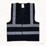 SF14 - BLACK SAFETY VEST WITH VELCRO CLOSURE PRINTING UAE