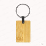 WR12 - BAMBOO AND METAL RECTANGLE KEYCHAIN 32MM PRINTING UAE
