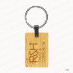 WR12 - BAMBOO AND METAL RECTANGLE KEYCHAIN 32MM PRINTING UAE - Image 2