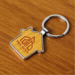 KH13 - RECTANGULAR BAMBOO AND METAL KEYCHAINS 32MM PRINTING UAE - Image 2