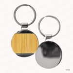 KH16 - ROUND BAMBOO & METAL KEYCHAINS 32MM PRINTING UAE