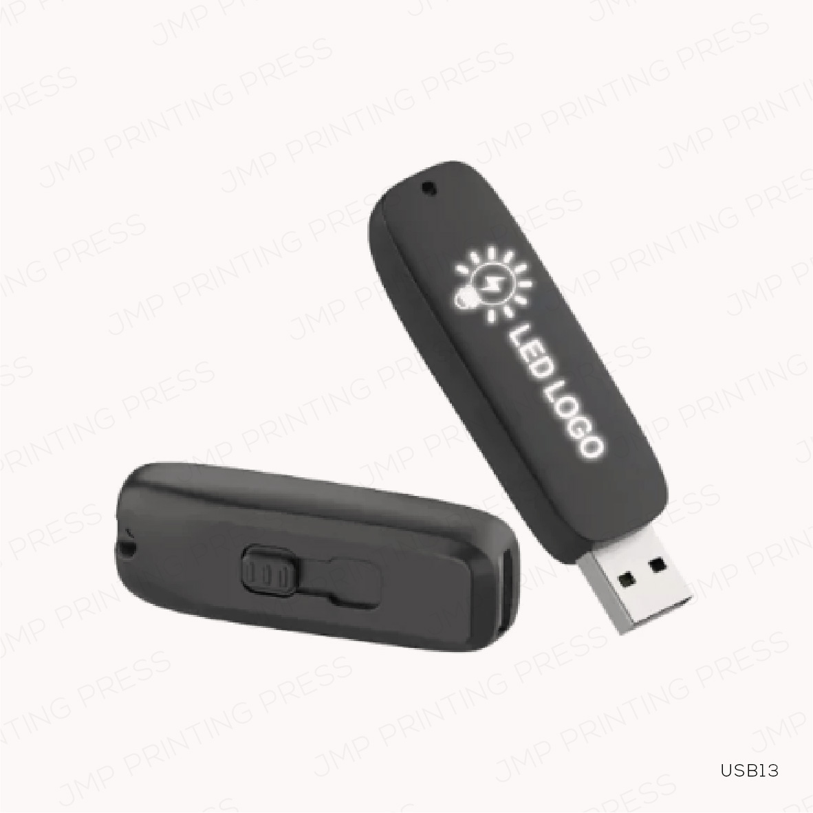 USB11-20-3926-03 USB13 - LIGHT-UP LED LOGO USB WITH SLIDE BUTTON 64GB V3.0 PRINTING UAE - Image 1