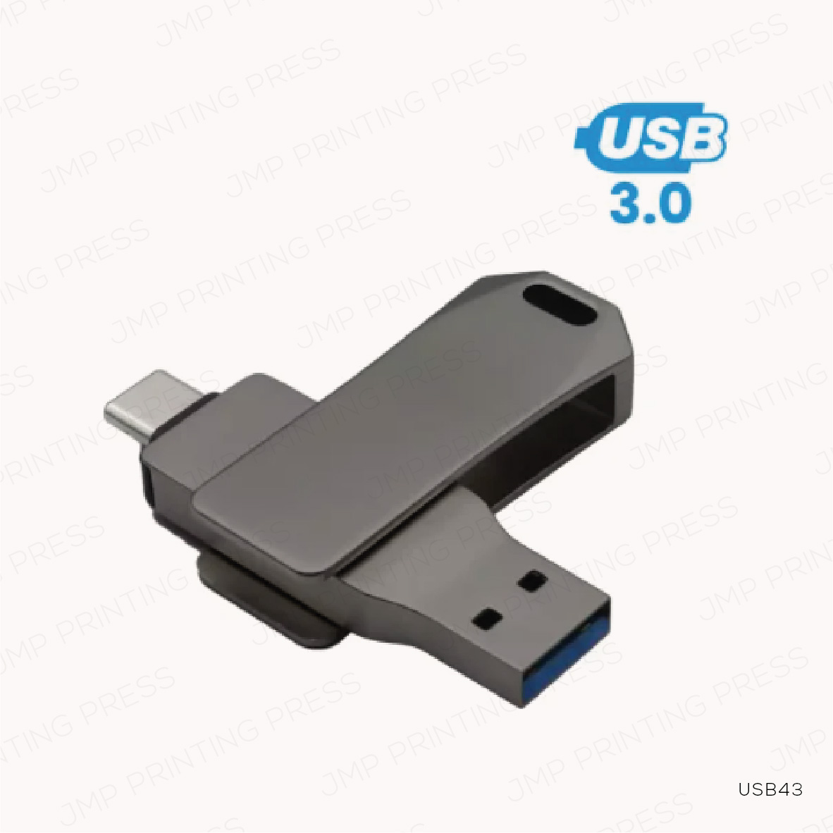 USB41-503926-03 USB43 - SWIVEL OTG USB IN GUN METAL 64GB V3.0 TYPE-C PRINTING UAE - Image 1