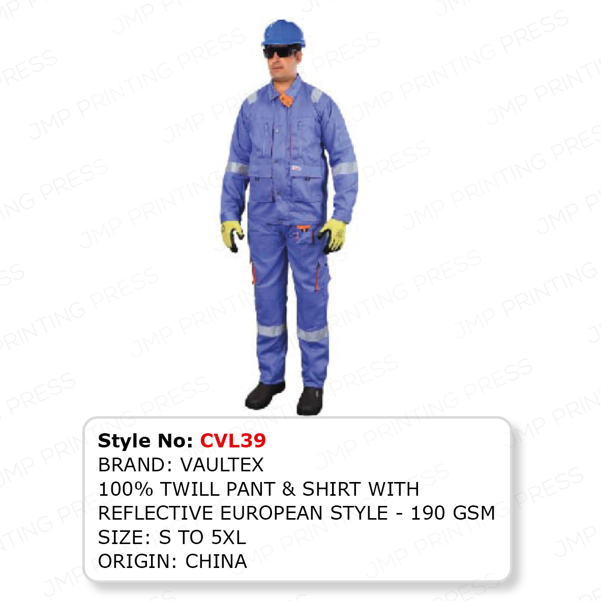 ALL COVERALL10926--28 CVL39 - EUROPEAN STYLE TWILL REFLECTIVE WORKWEAR SET PRINTING UAE - Image 1