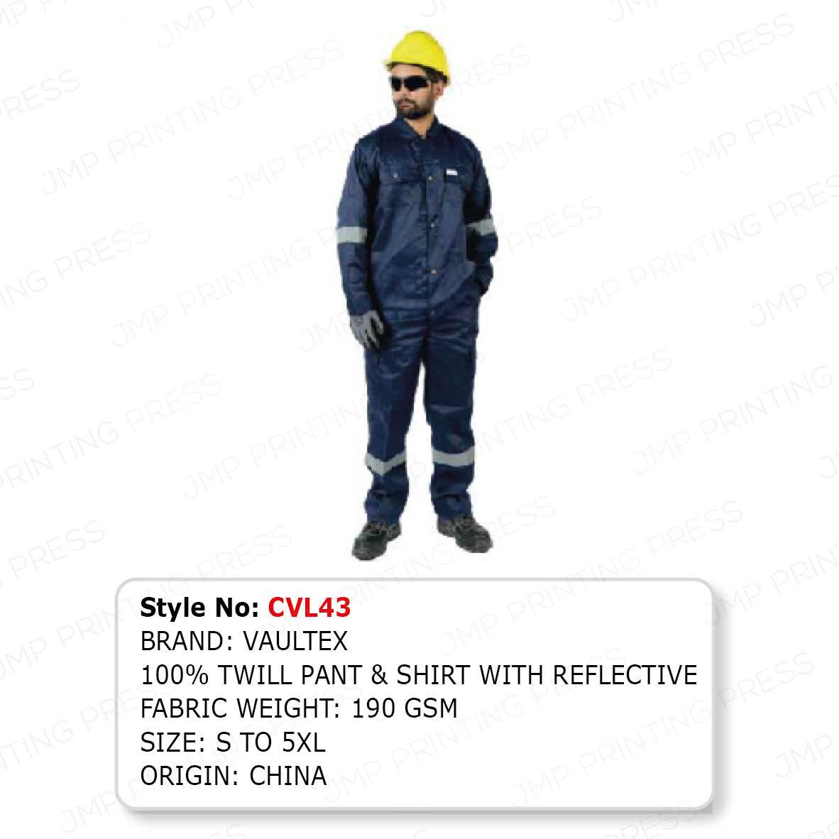 ALL COVERALL10926--32 CVL43 - MODERN TWILL REFLECTIVE WORKWEAR SET PRINTING UAE - Image 1