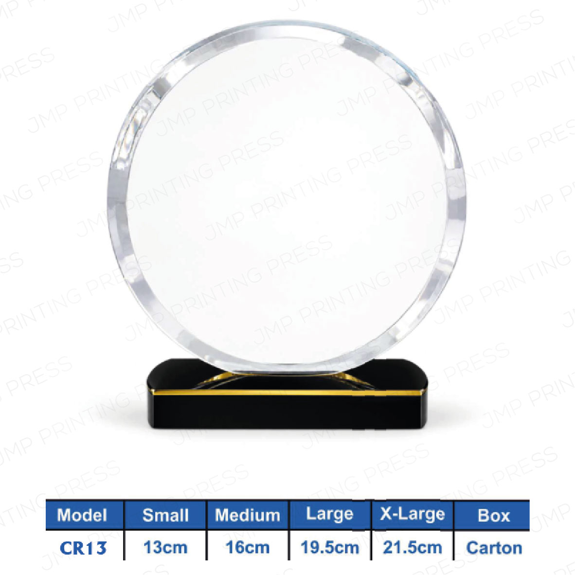 Crystal Crest CR-03 CR13 - Round Black Crystal Shield Crest Printing UAE - Image 1