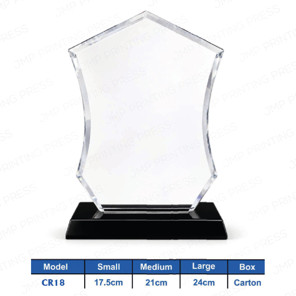 Crystal Crest CR-08 CR18 - Shield Shaped Crystal Shield Crest Printing UAE - Image 1