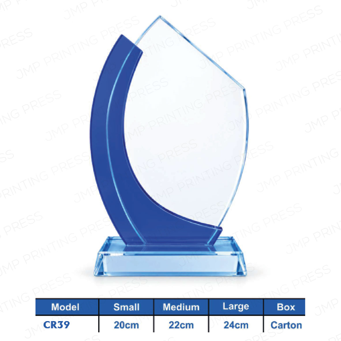 Crystal Crest CR-29 CR39 - Stylis Blue Design Crystal Shield Crest Printing UAE - Image 1
