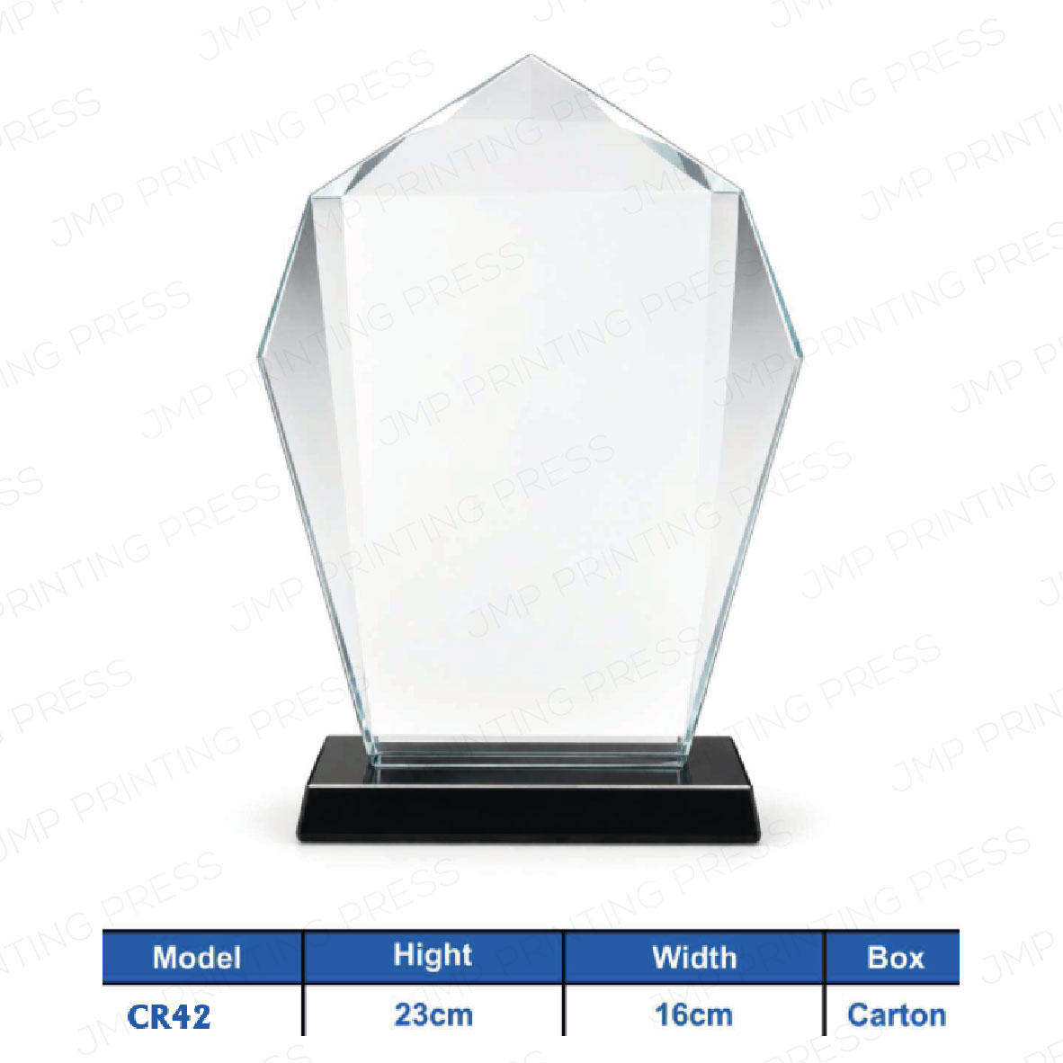 Crystal Crest CR-32 CR42 - Frosted Background Crystal Shield Crest Printing UAE - Image 1