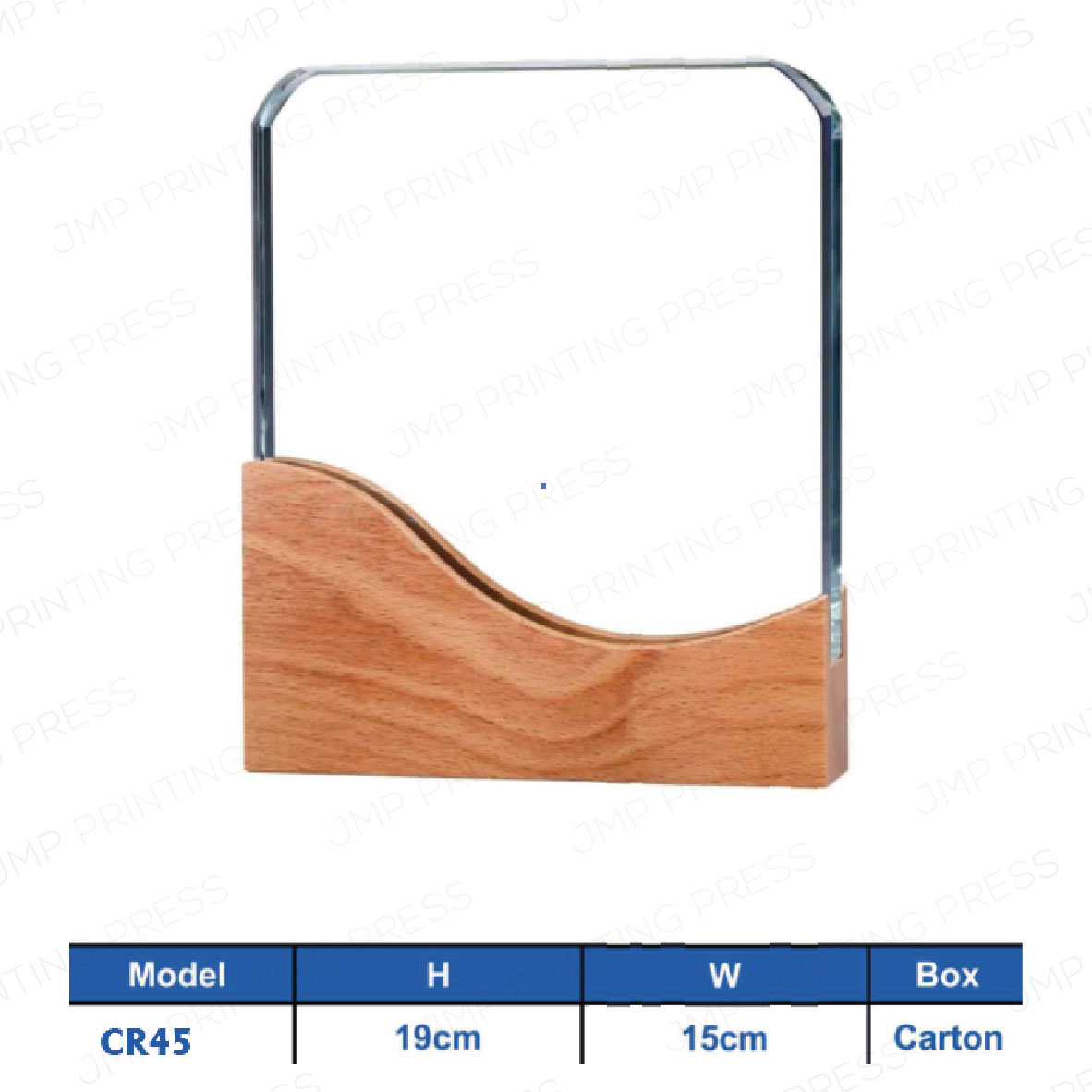 Crystal Crest CR-35 CR45 - Wood Minimul Clear Crystal Shield Crest Printing UAE - Image 1