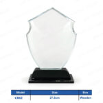 CR82 - Elegant Crystal Shield Wood Box Crest Printing UAE