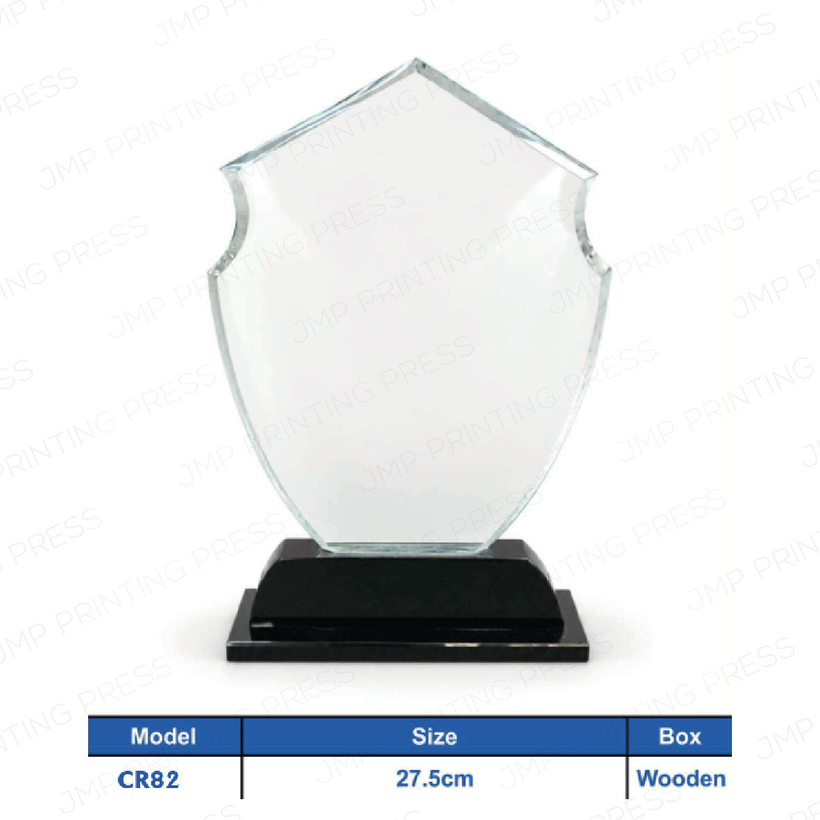 Crystal Crest Wood Box 81 to 100-02 CR82 - Elegant Crystal Shield Wood Box Crest Printing UAE - Image 1