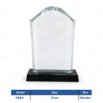 CR84 - Curved Top Crystal Shield Wood Box Crest Printing UAE