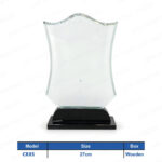 CR85 - Luxury Design Crystal Shield Wood Box Crest Printing UAE