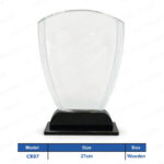 CR87 - Border Curve Design Crystal Shield Wood Box Crest Printing UAE