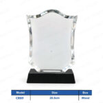 CR89 - Border Special Design Crystal Shield Wood Box Crest Printing UAE
