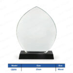 CR90 - Curve Modern Design Crystal Shield Wood Box Crest Printing UAE