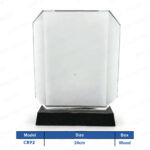 CR92 - Corner Curve Design Crystal Shield Wood Box Crest Printing UAE