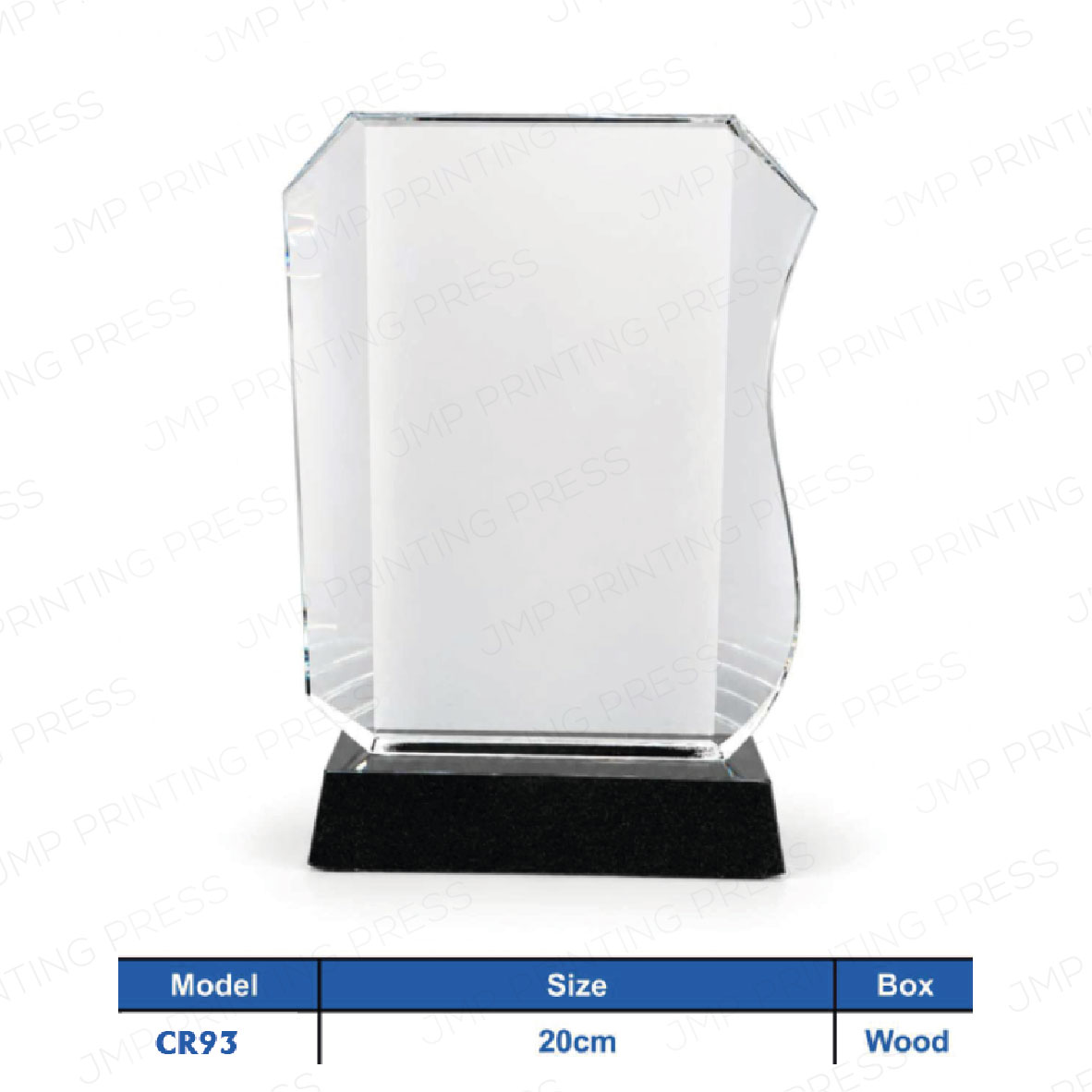 Crystal Crest Wood Box 81 to 100-13 CR93 - Side Curve Design Crystal Shield Wood Box Crest Printing UAE - Image 1