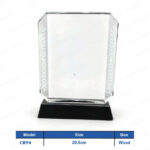 CR94 - Dual Border Leaf Design Crystal Shield Wood Box Crest Printing UAE