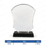CR95 - Dual Border Curved Design Crystal Shield Wood Box Crest Printing UAE