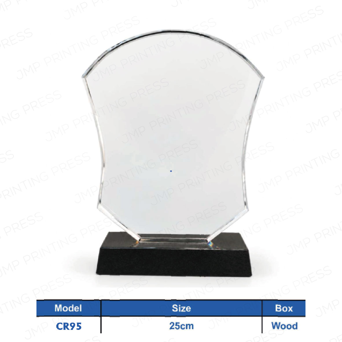 Crystal Crest Wood Box 81 to 100-15 CR95 - Dual Border Curved Design Crystal Shield Wood Box Crest Printing UAE - Image 1