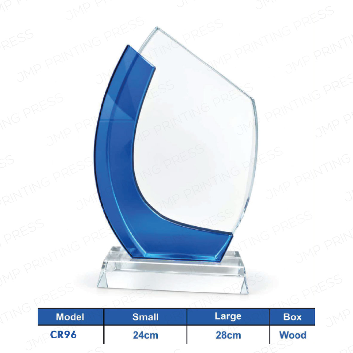 Crystal Crest Wood Box 81 to 100-16 CR96 - Blue Clear Designed Crystal Shield Wood Box Crest Printing UAE - Image 1