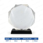 CR97 - Plygon Heavy Designed Crystal Shield Wood Box Crest Printing UAE