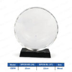 CR98 - Round Heavy Crystal Shield Wood Box Crest Printing UAE