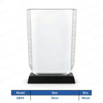 CR99 - Dual Border Leaf Black Stand Crystal Shield Wood Box Crest Printing UAE
