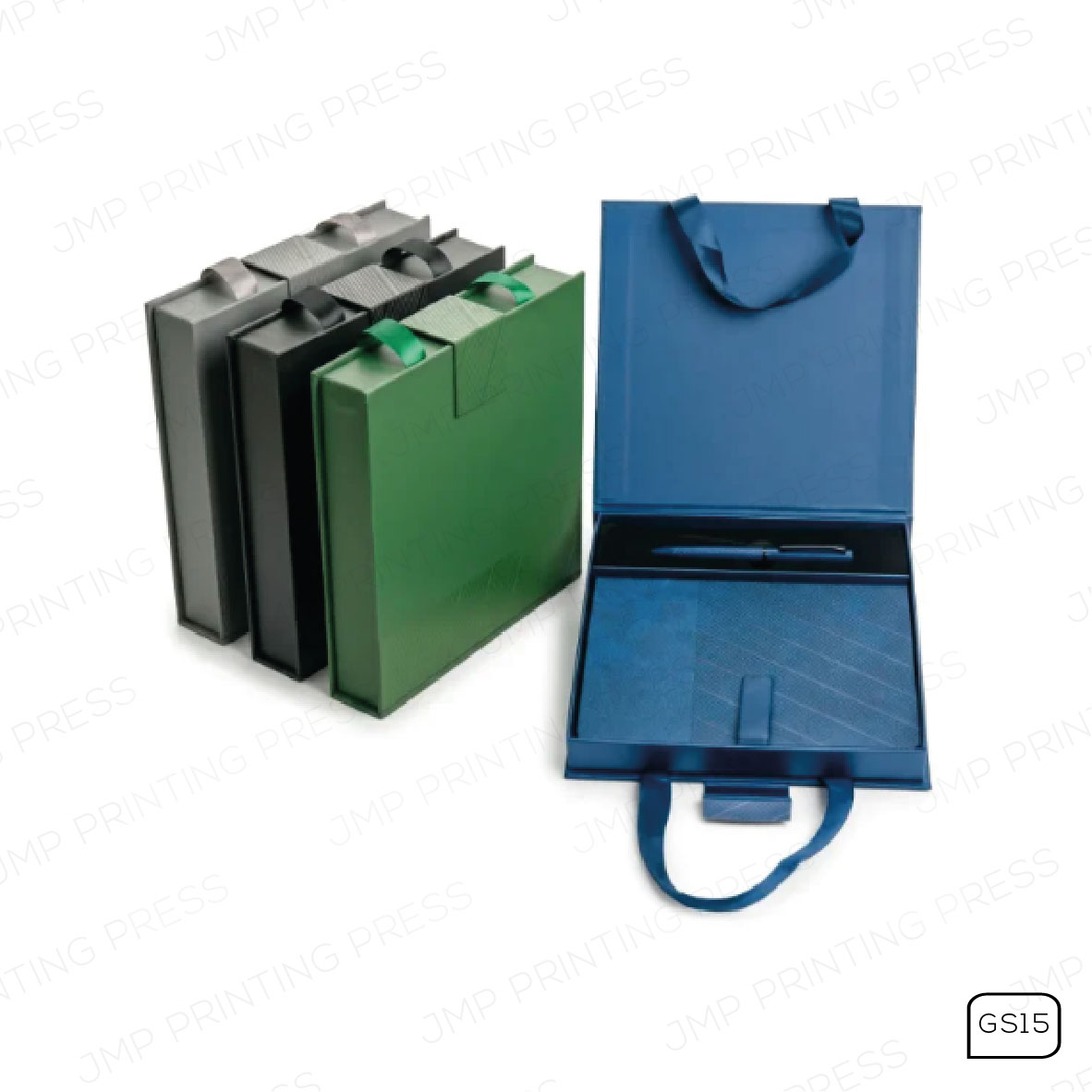 GS15151026-01 GS15 - PREMIUM OFFICE GIFT SETS IN MAGNETIC CLASP CLOSURE & RIBBON HANDLE BOX PRINTING UAE - Image 1