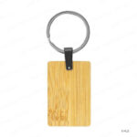 WR12 - BAMBOO AND METAL RECTANGLE KEYCHAIN 32MM PRINTING UAE
