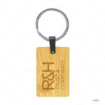 WR12 - BAMBOO AND METAL RECTANGLE KEYCHAIN 32MM PRINTING UAE - Image 2