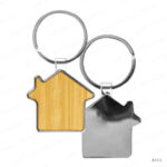 KH13 - RECTANGULAR BAMBOO AND METAL KEYCHAINS 32MM PRINTING UAE