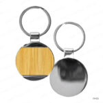 KH16 - ROUND BAMBOO & METAL KEYCHAINS 32MM PRINTING UAE