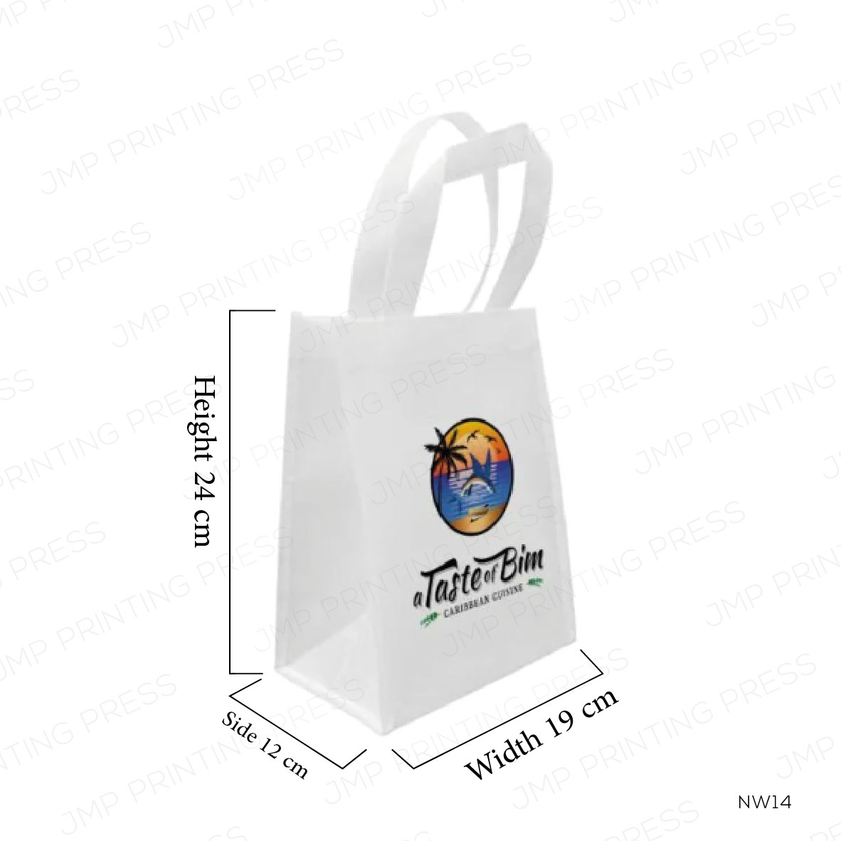 NW1481026-01 NW14 - A5 WHITE NON WOVEN BAGS 24x12x19 PRINTING UAE - Image 1