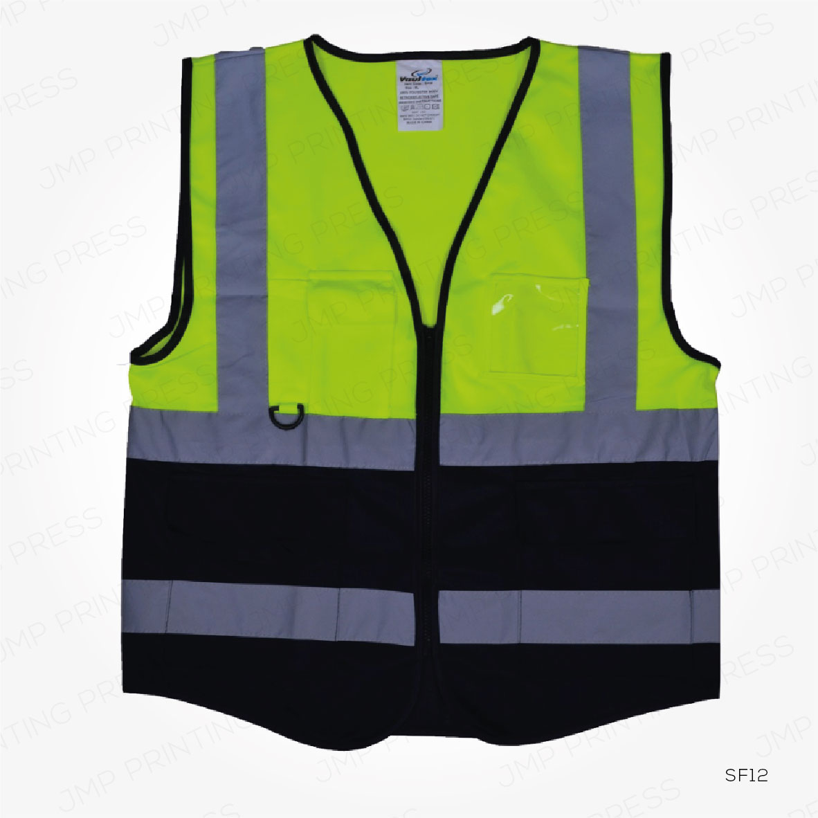 SF1210926-01 SF12 - HIGH VISIBILITY SAFETY VEST WITH 4 POCKETS PRINTING UAE - Image 1