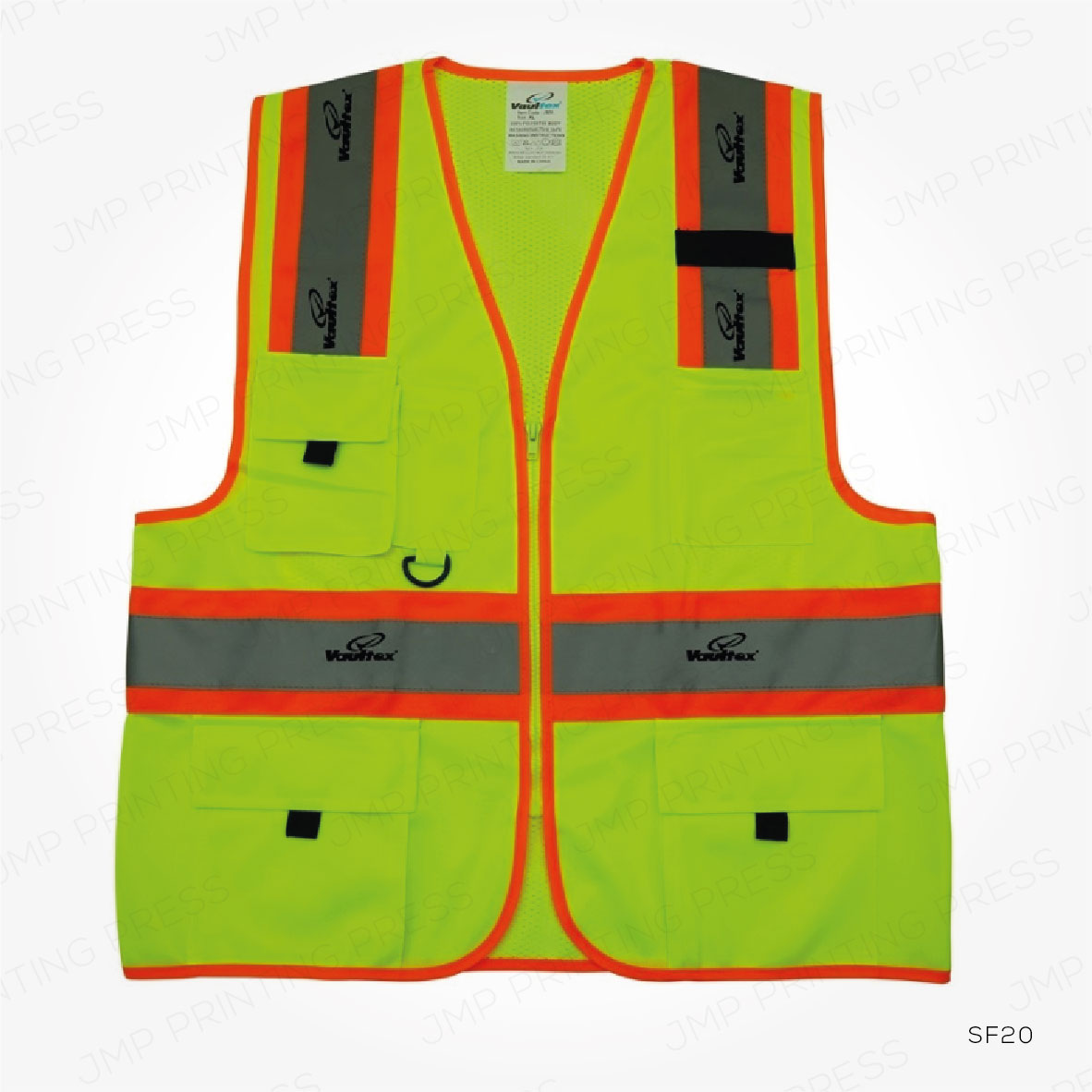 SF2010926-01 SF20 - YELLOW SAFETY VEST WITH ORANGE LINING PRINTING UAE - Image 1