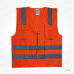 SF26 - EXECUTIVE SAFETY FABRIC VEST WITH ZIPPER & FOUR POCKETS, ORANGE PRINTING UAE