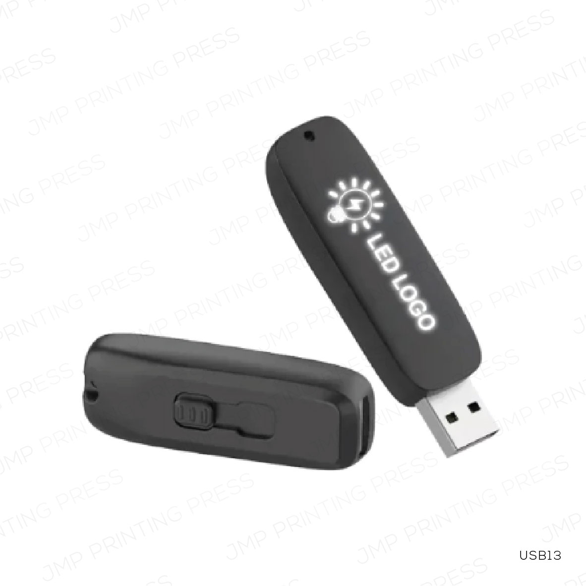 USB11-20171026-03 USB13 - LIGHT-UP LED LOGO USB WITH SLIDE BUTTON 64GB V3.0 PRINTING UAE - Image 1